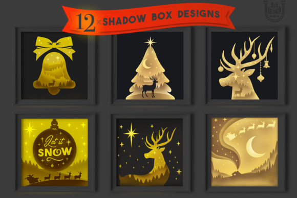 12 Shadow Box Designs for Christmas: 3D SVG Bundle for Festive Branding