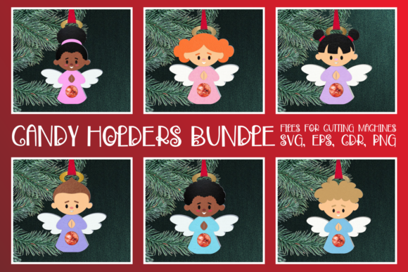 Angels Christmas Ornaments Candy Holders – Festive 3D SVG for Holiday Crafts