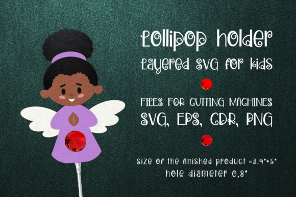 Black Girl Angel Lollipop Holder SVG