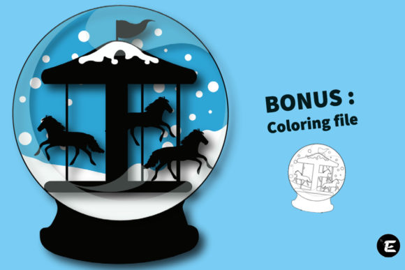 Carousel Snow Globe: A Festive 3D SVG for Christmas Digital Sellers