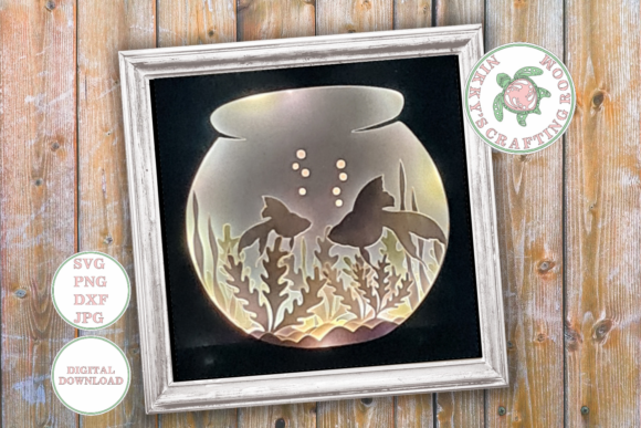 Goldfish Bowl 3D SVG Shadow Box Template for Branding & Marketing Visuals