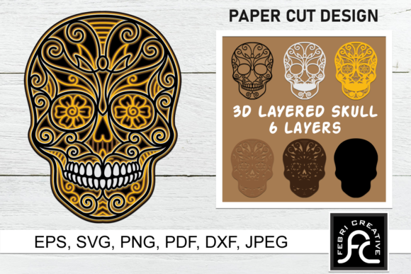 Halloween SVG 3D Layered Sugar Skull: A Bold, Thematic Design for Seasonal Branding and Creative Projects