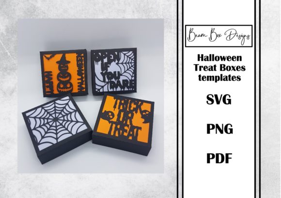 Halloween Treat Boxes Template 3: 3D SVG Shapes for Seasonal Blog Design