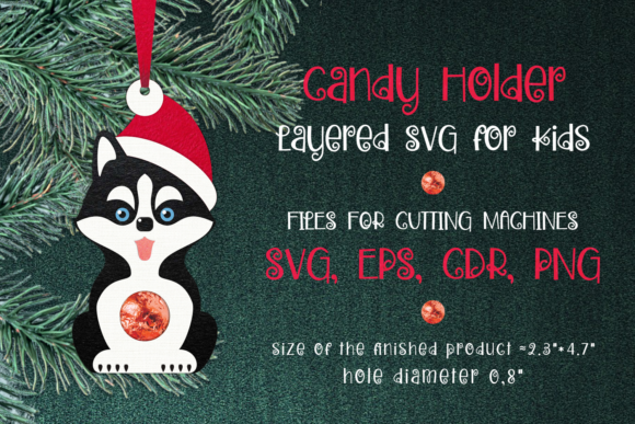 Husky Christmas Ornament Candy Holder 3D SVG for Festive Digital Sales