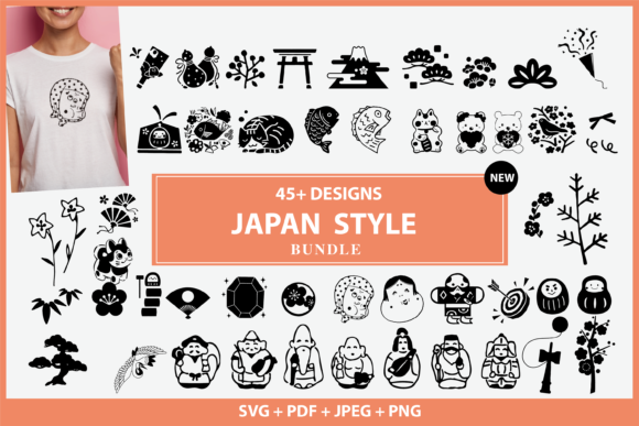 JAPAN Style SVG Bundle: 45 Embroidery-Ready Designs