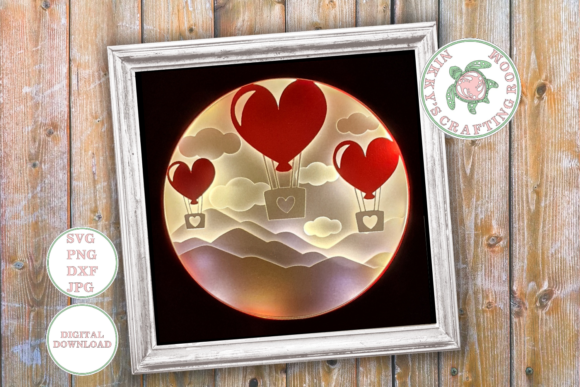Love is in the Air 3D SVG Shadowbox Template for Editorial and Web Design
