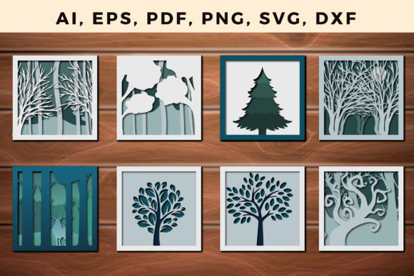 Multi Layer Forest Frame Wall Cut Bundle: 3D SVG Shadow Boxes for Brand Storytelling
