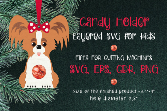 Papillon Dog Christmas Ornament 3D SVG: A Festive Graphic for Content Publishers