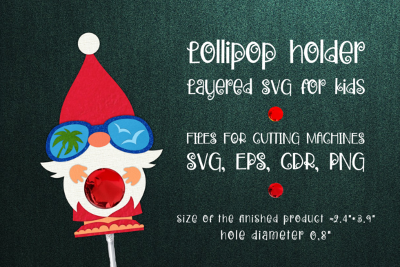 Tropical Christmas Gnome Lollipop Holder – 3D SVG Design for Festive Branding